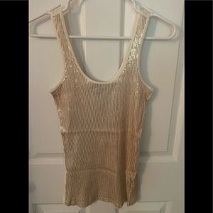 Cream sequin tank top from Express